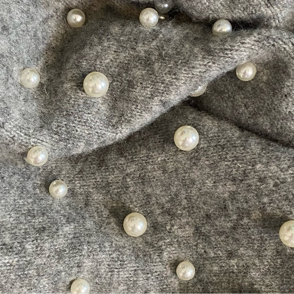 Pearlized Mock Neck Sweater Dress in Pebble Grey Melange, size XS - Picture 11 of 16